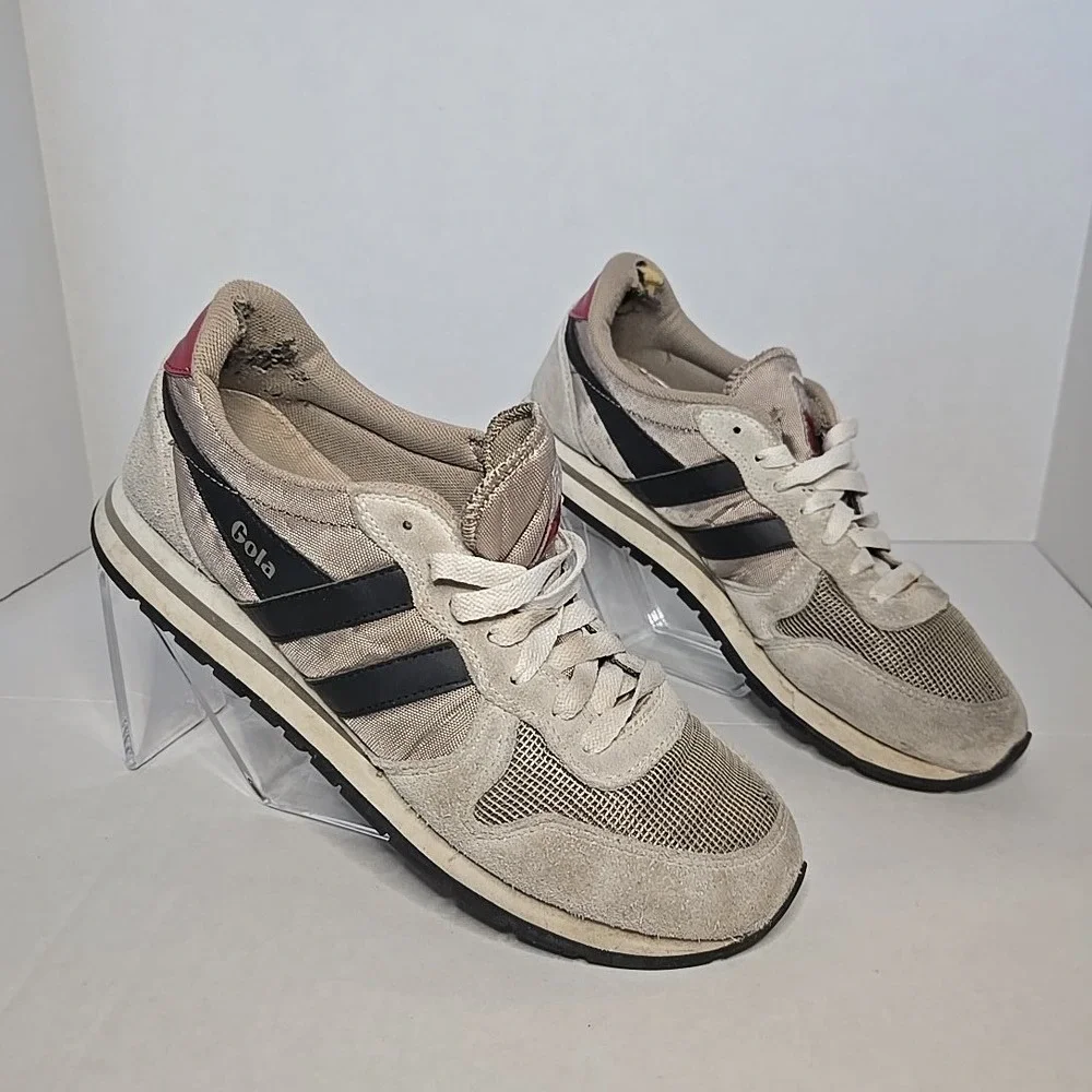 Gola Daytona CMA592 Mens Size 8 Sneakers Grey Black Red Suede Mesh Textile Shoes